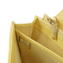 Chanel Classic Flap Wallet "Petite Maroquinerie" In Metallic Yellow Quilted Caviar Leather