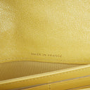 Chanel Classic Flap Wallet "Petite Maroquinerie" In Metallic Yellow Quilted Caviar Leather