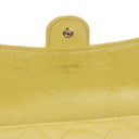 Chanel Classic Flap Wallet "Petite Maroquinerie" In Metallic Yellow Quilted Caviar Leather
