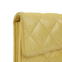 Chanel Classic Flap Wallet "Petite Maroquinerie" In Metallic Yellow Quilted Caviar Leather