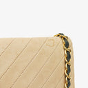 Chanel Classic Full Flap Bag Beige Chevron Quilted Leather 24K Gold-Plated Hardware