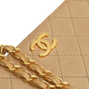 Chanel Classic Full Flap Bag Beige Quilted Lambskin 24K Gold-Plated Hardware
