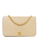 Chanel Classic Full Flap Bag Beige Quilted Lambskin 24K Gold-Plated Hardware