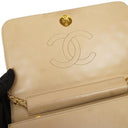 Chanel Classic Full Flap Bag Beige Quilted Lambskin 24K Gold-Plated Hardware