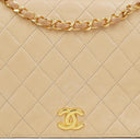 Chanel Classic Full Flap Bag Beige Quilted Lambskin 24K Gold-Plated Hardware