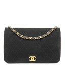 Chanel Classic Full Flap Bag Black Quilted Jersey and Leather, 24K Gold Plated Hardware, 1986-1988