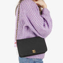 Chanel Classic Full Flap Bag Black Quilted Jersey and Leather, 24K Gold Plated Hardware, 1986-1988