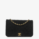 Chanel Classic Full Flap Bag Black Quilted Jersey And Leather 24K Gold-Plated Hardware