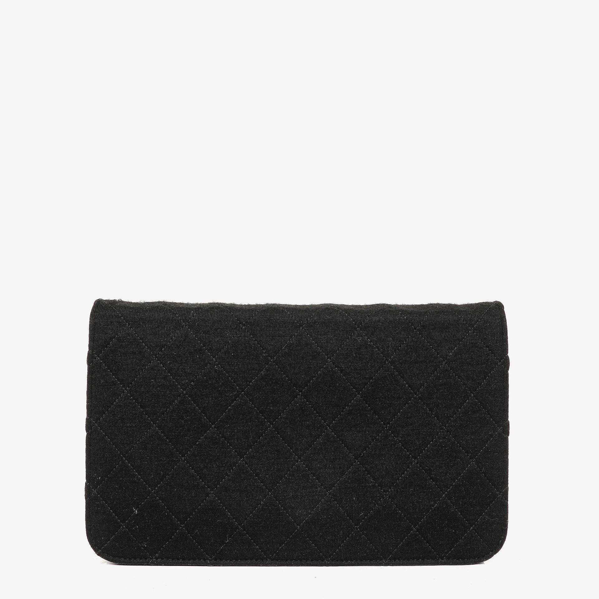 Chanel Classic Full Flap Bag Black Quilted Jersey And Leather 24K Gold-Plated Hardware