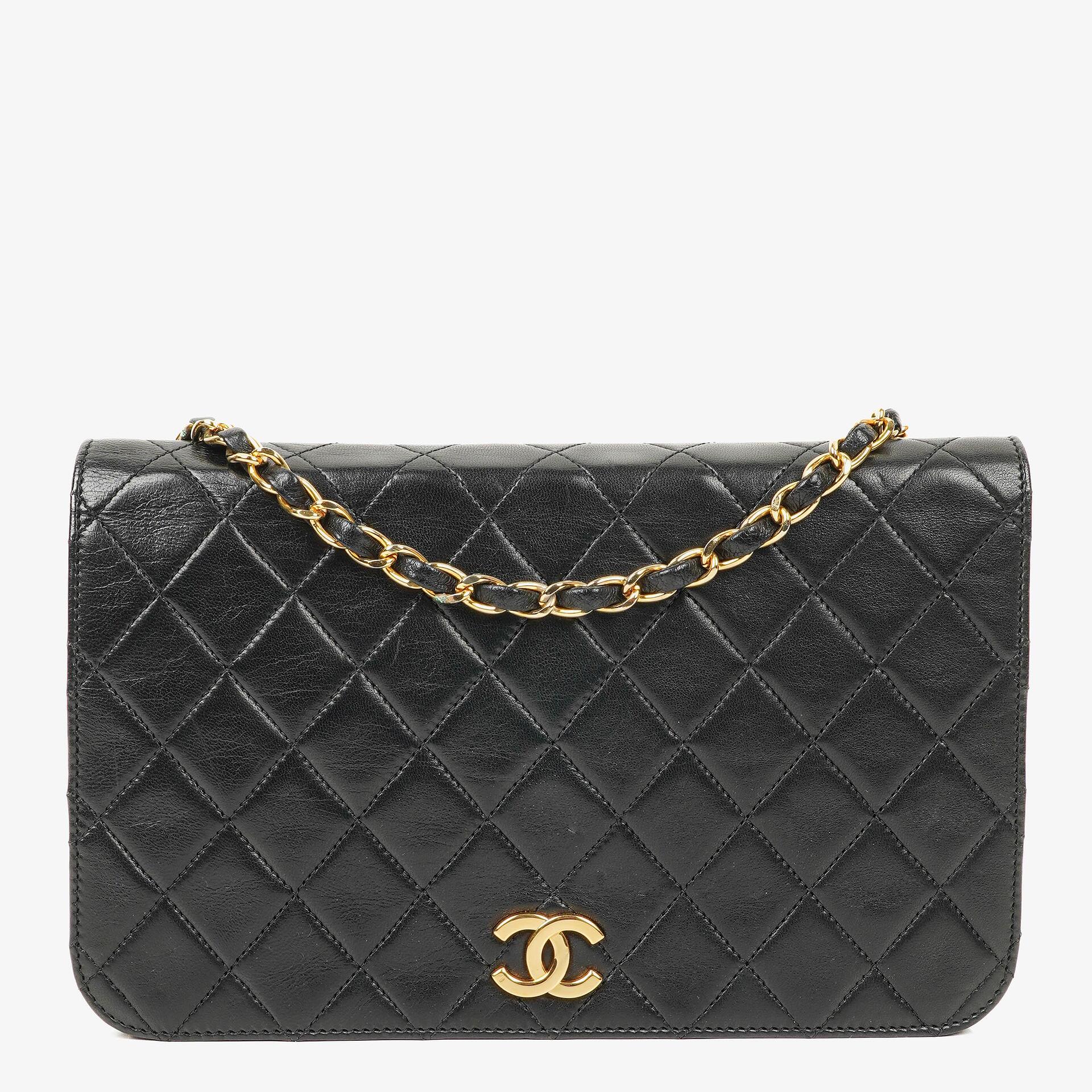 Chanel Classic Full Flap Bag Black Quilted Lambskin 24K Gold-Plated Hardware