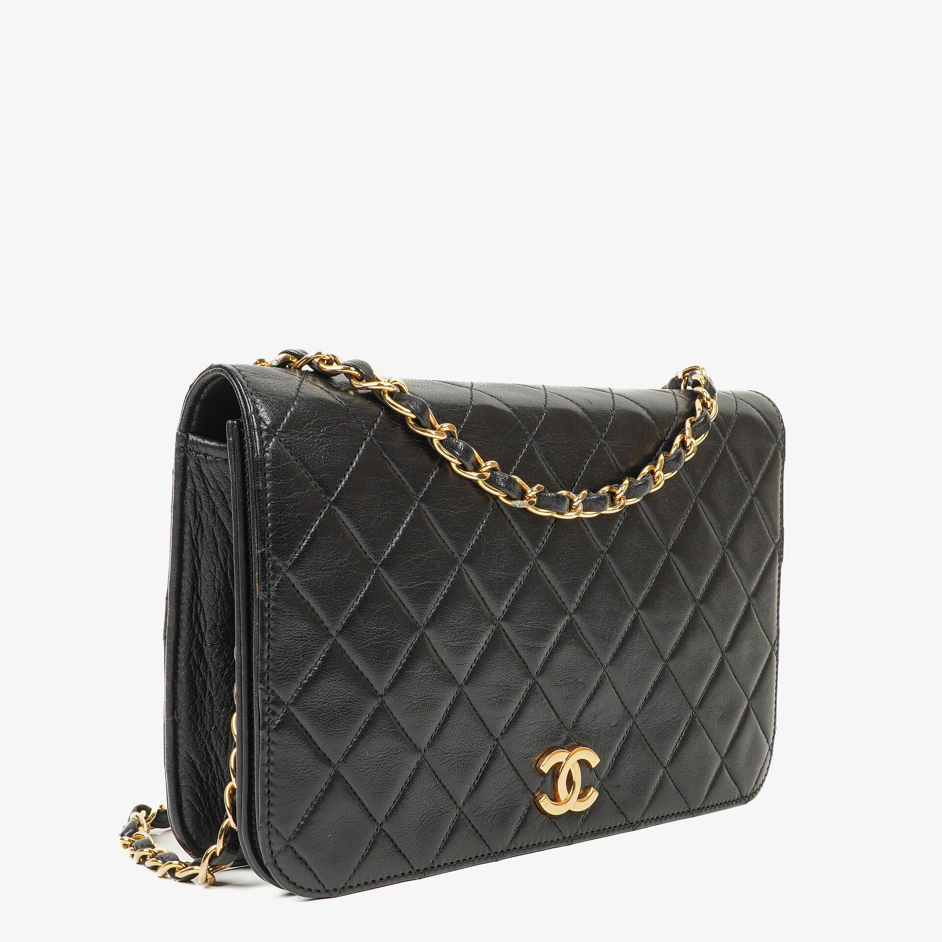 Chanel Classic Full Flap Bag Black Quilted Lambskin 24K Gold-Plated Hardware