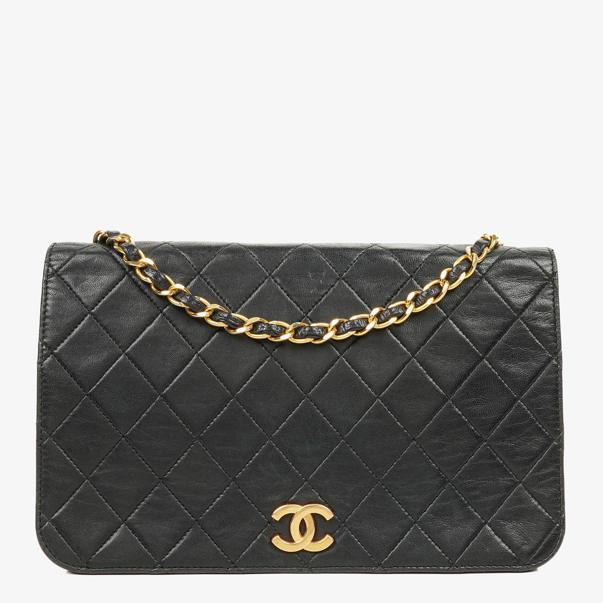 Chanel Classic Full Flap Bag Black Quilted Lambskin 24K Gold-Plated Hardware