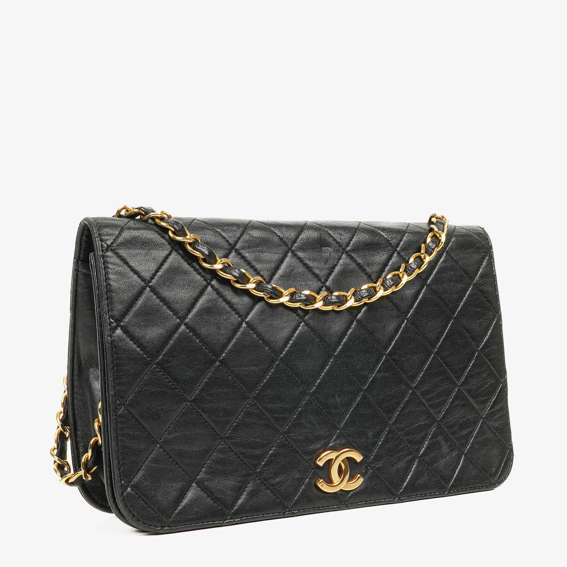 Chanel Classic Full Flap Bag Black Quilted Lambskin 24K Gold-Plated Hardware