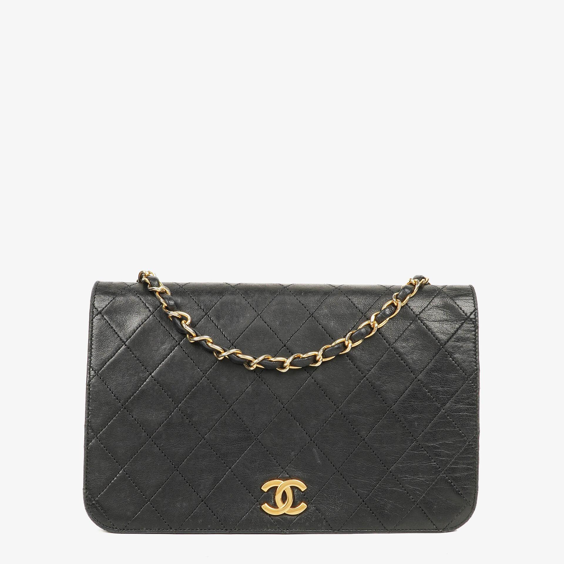 Chanel Classic Full Flap Bag Black Quilted Lambskin 24K Gold-Plated Hardware