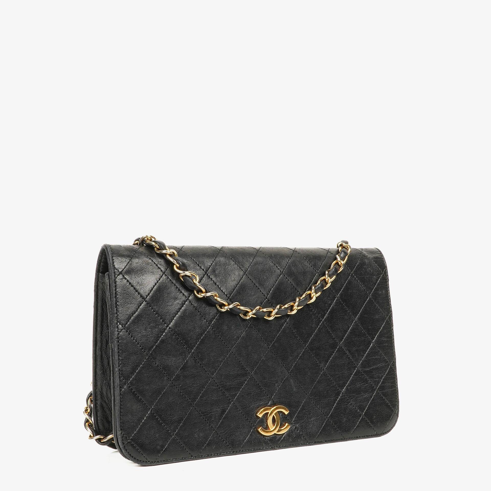 Chanel Classic Full Flap Bag Black Quilted Lambskin 24K Gold-Plated Hardware