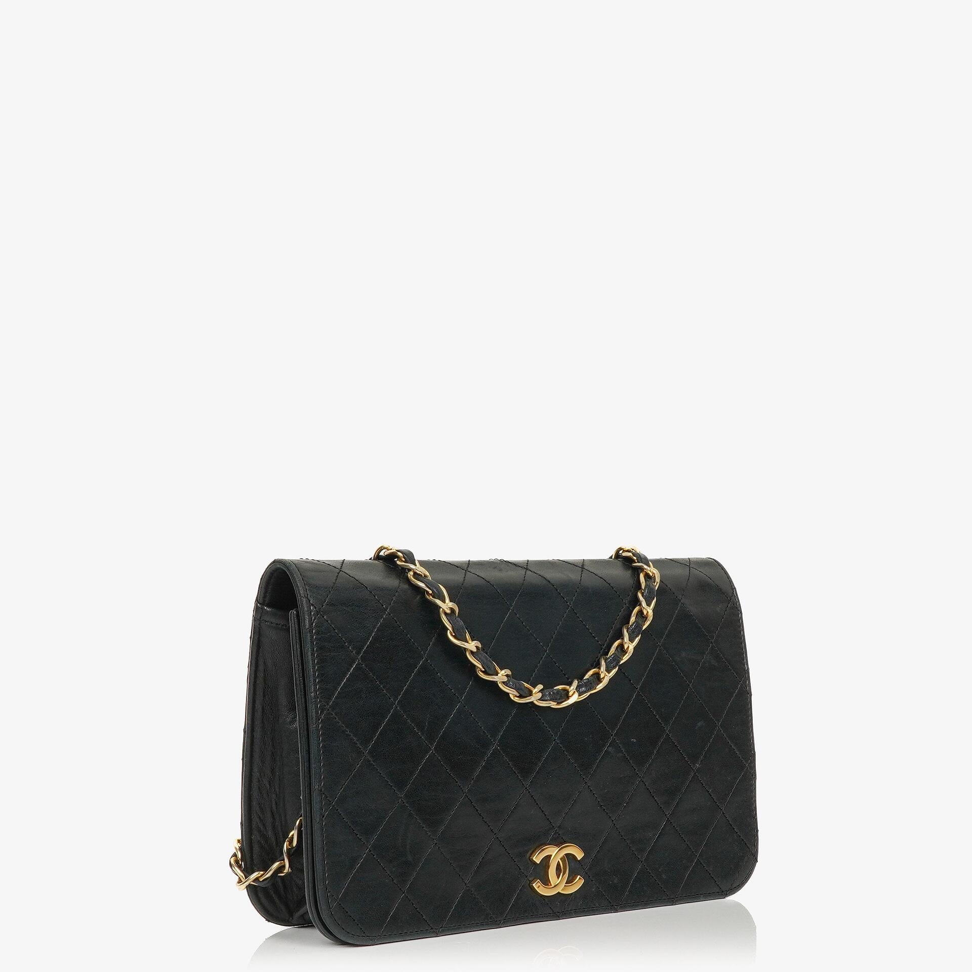 Chanel Classic Full Flap Bag Black Quilted Lambskin 24K Gold-Plated Hardware