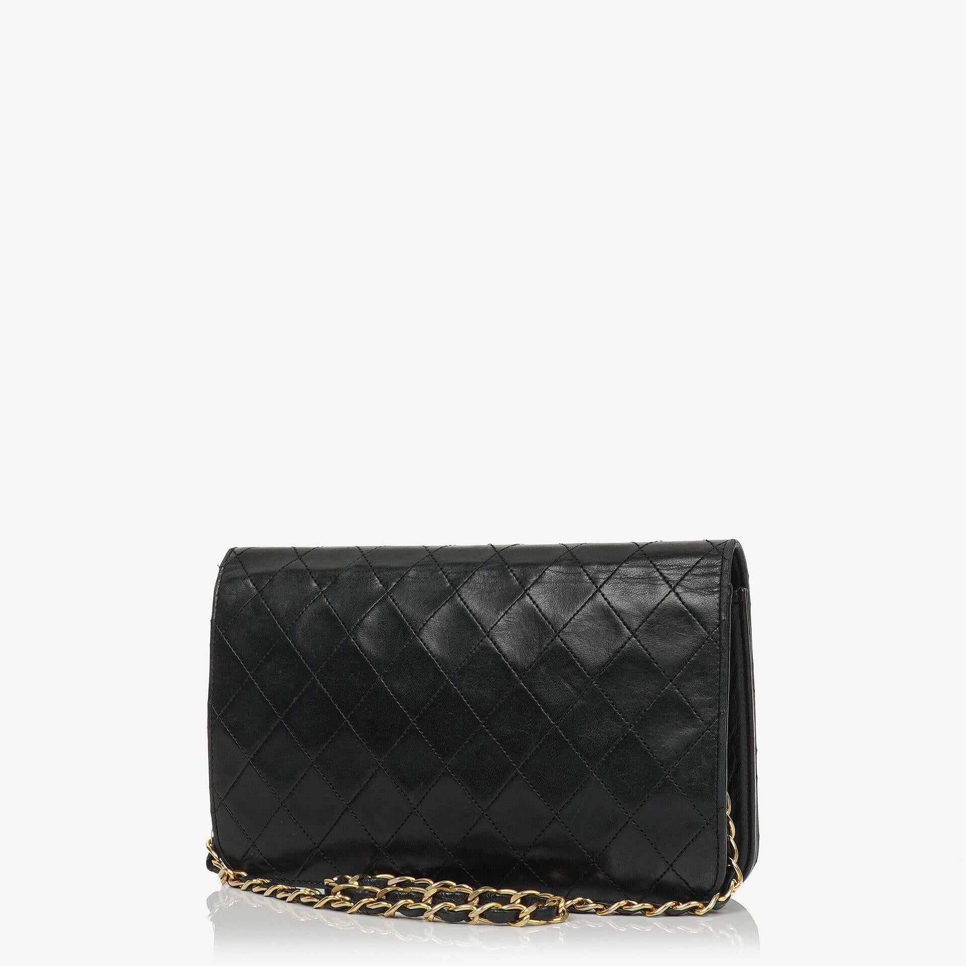 Chanel Classic Full Flap Bag Black Quilted Lambskin 24K Gold-Plated Hardware