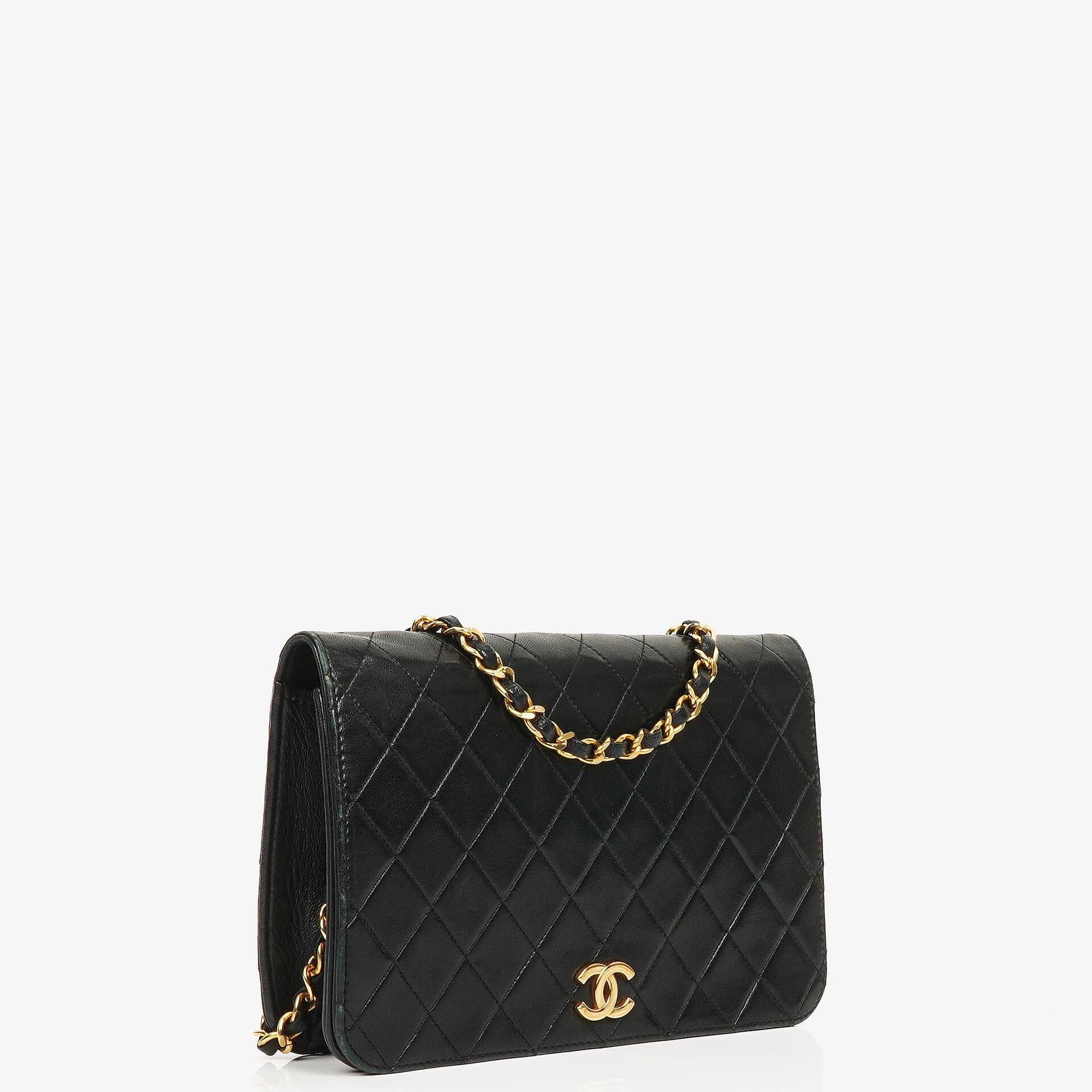 Chanel Classic Full Flap Bag Black Quilted Lambskin 24K Gold-Plated Hardware