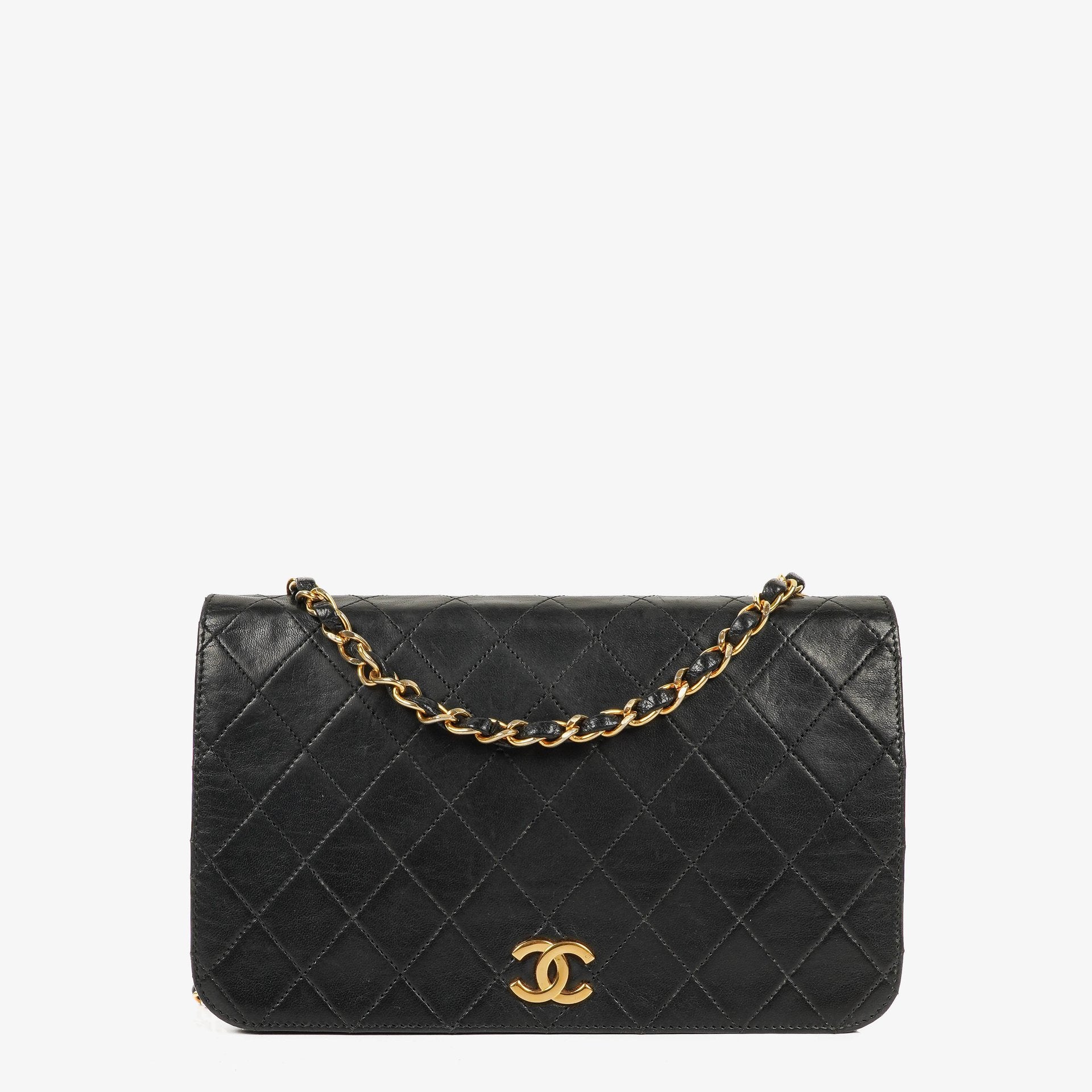 Chanel Classic Full Flap Bag Black Quilted Lambskin 24K Gold-Plated Hardware