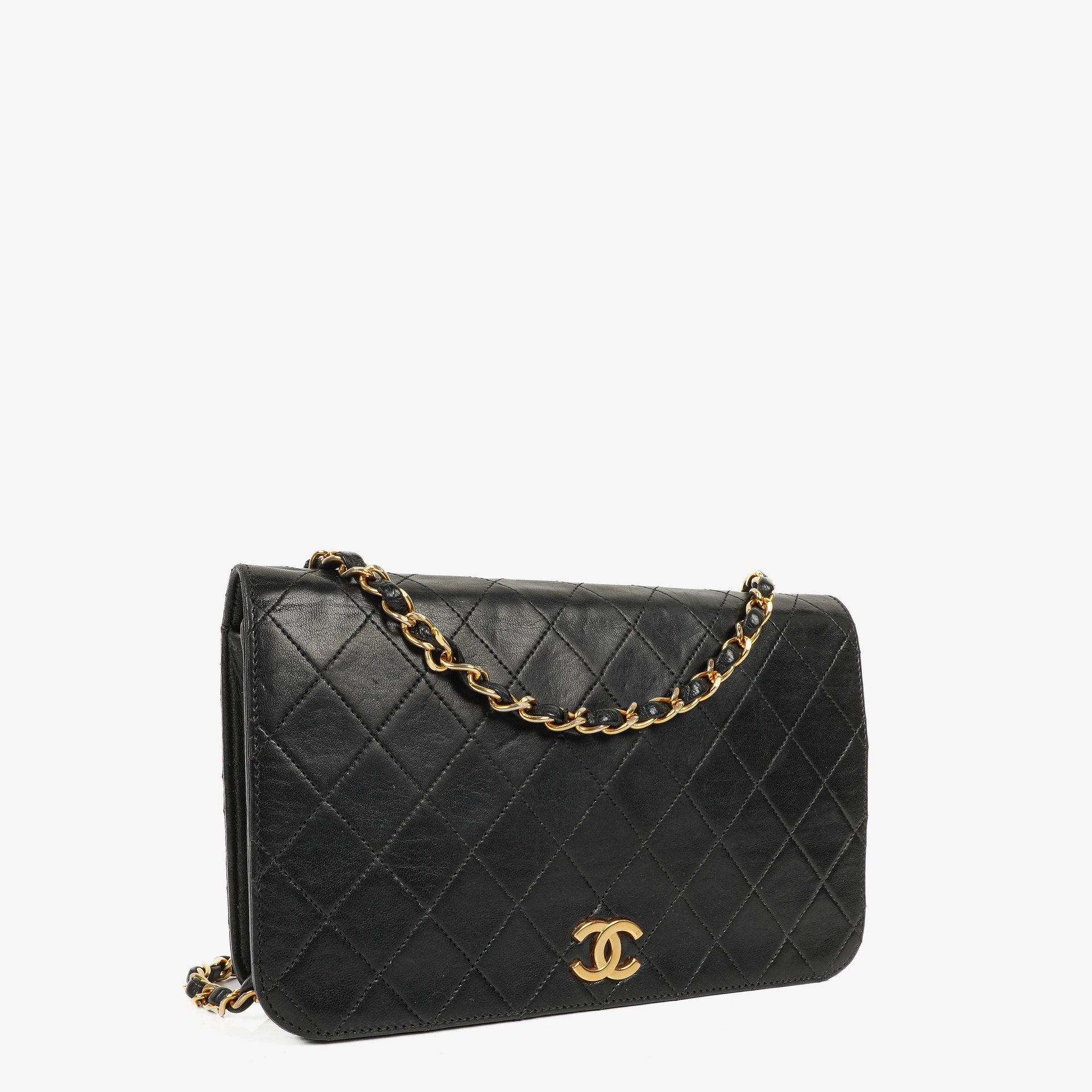 Chanel Classic Full Flap Bag Black Quilted Lambskin 24K Gold-Plated Hardware