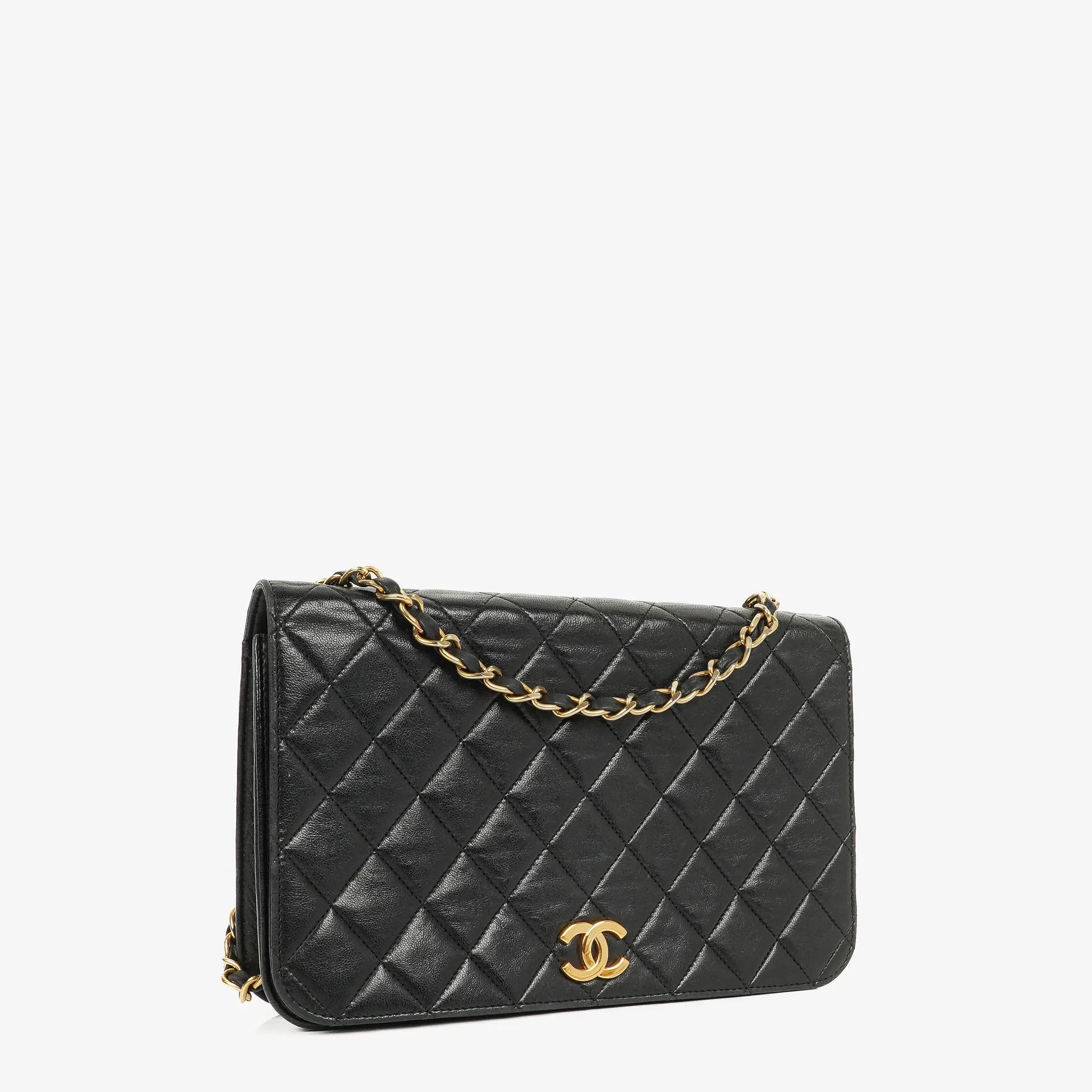 Chanel Classic Full Flap Bag Black Quilted Lambskin 24K Gold-Plated Hardware