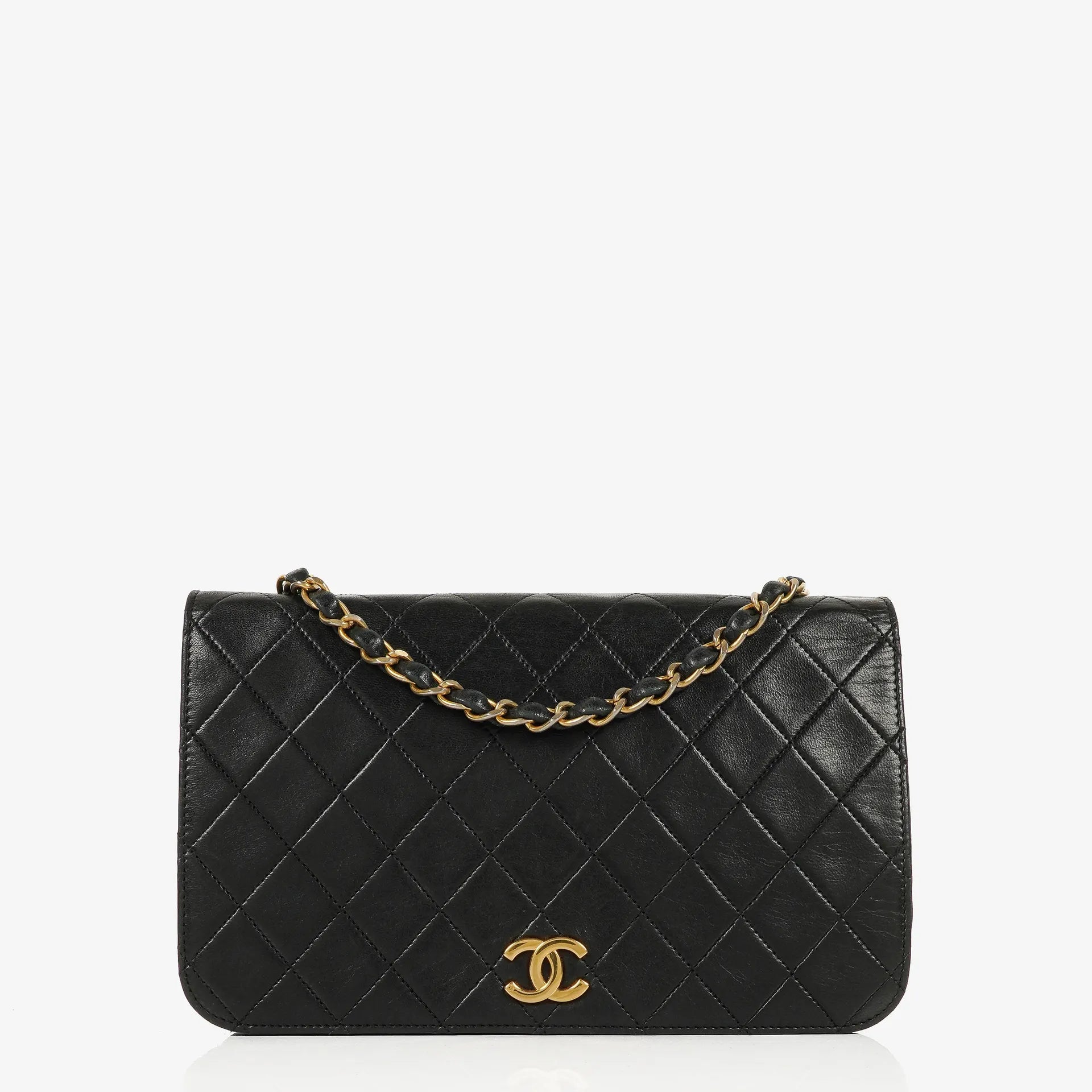 Chanel Classic Full Flap Bag Black Quilted Lambskin 24K Gold-Plated Hardware