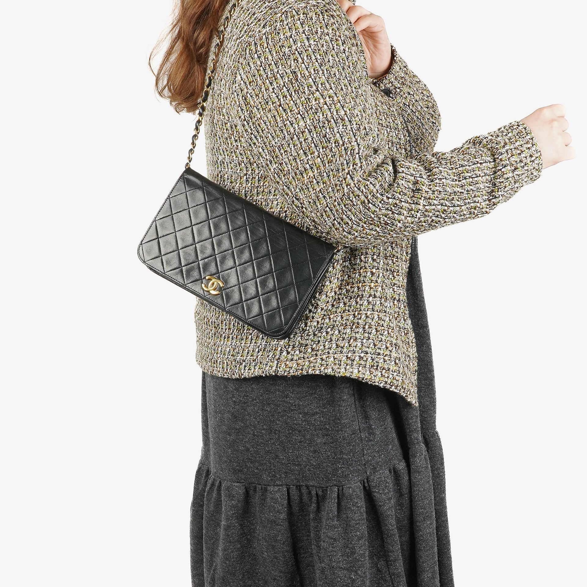 Chanel Classic Full Flap Bag Black Quilted Lambskin 24K Gold-Plated Hardware