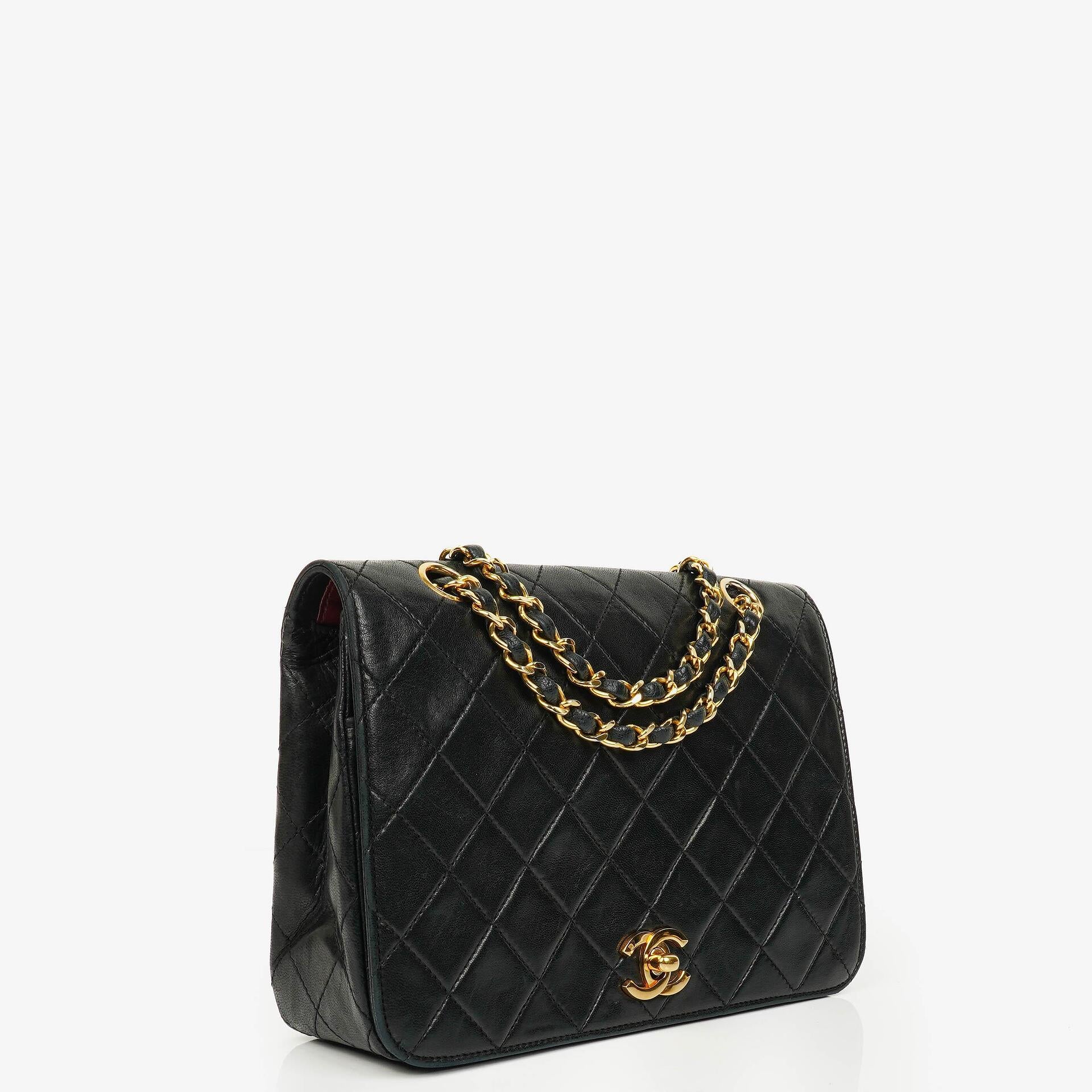 Chanel Full Flap Bag Black Quilted Leather 24K Gold-Plated Hardware