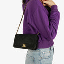 Chanel Classic Full Flap Bag Black Quilted Suede