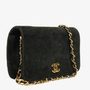 Chanel Classic Full Flap Bag Black Quilted Suede