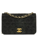 Chanel Classic Full Flap Bag Black Quilted Suede