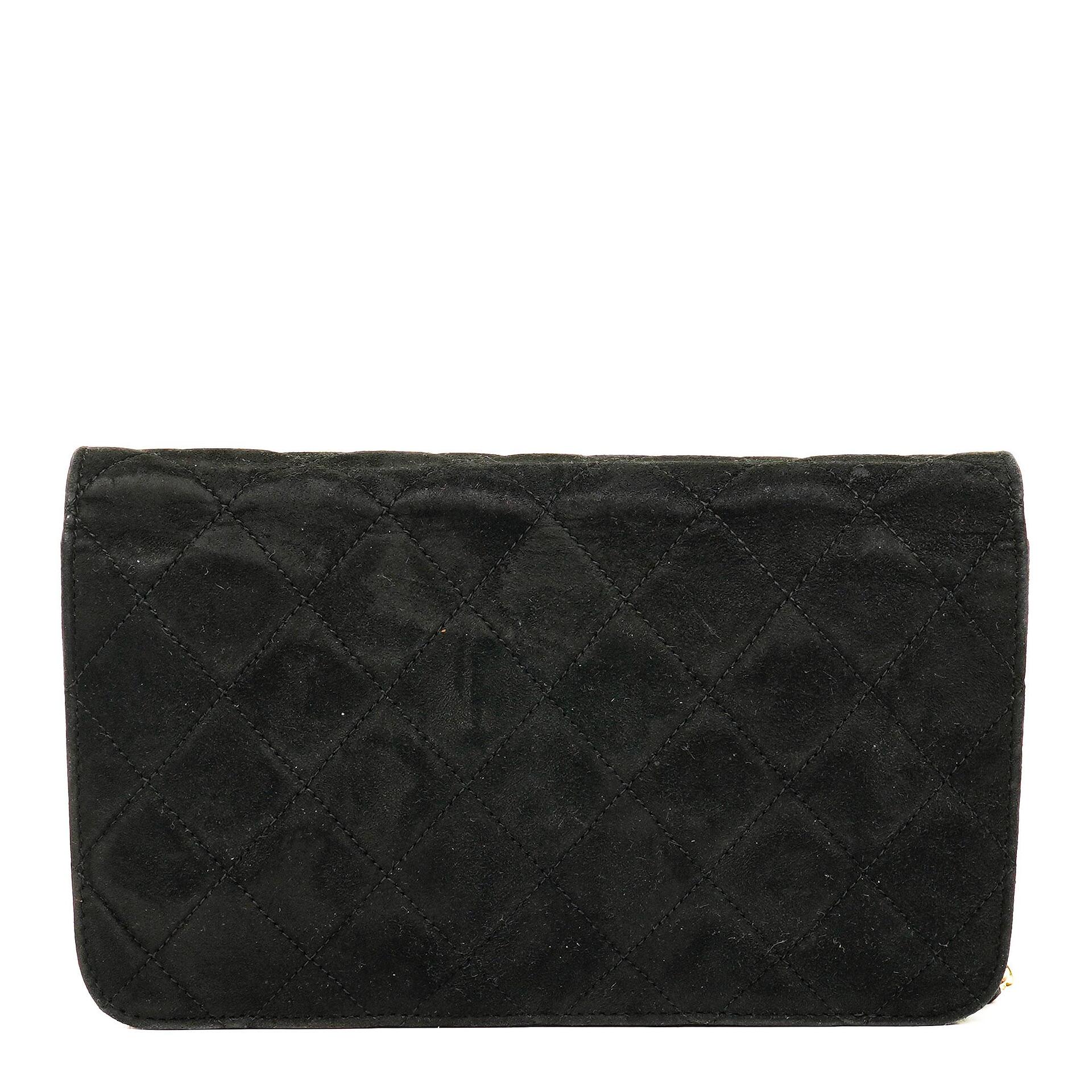 Chanel Classic Full Flap Bag Black Quilted Suede