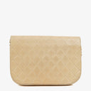 Chanel Classic Half Moon Double Flap Bag In Beige Quilted Lambskin And 24K Gold-Plated Hardware