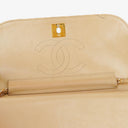Chanel Classic Half Moon Double Flap Bag In Beige Quilted Lambskin And 24K Gold-Plated Hardware