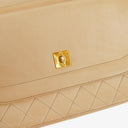 Chanel Classic Half Moon Double Flap Bag In Beige Quilted Lambskin And 24K Gold-Plated Hardware