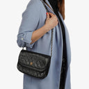 Chanel Classic Half Moon Double Flap Bag In Black Quilted Lambskin And 24K Gold-Plated Hardware