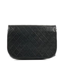 Chanel Classic Half Moon Double Flap Bag In Black Quilted Lambskin And 24K Gold-Plated Hardware