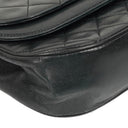Chanel Classic Half Moon Double Flap Bag In Black Quilted Lambskin And 24K Gold-Plated Hardware