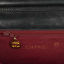 Chanel Classic Half Moon Double Flap Bag In Black Quilted Lambskin And 24K Gold-Plated Hardware