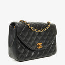 Chanel Classic Half-Moon Single Flap Bag Black Quilted Lambskin With 24K Gold-Plated Hardware