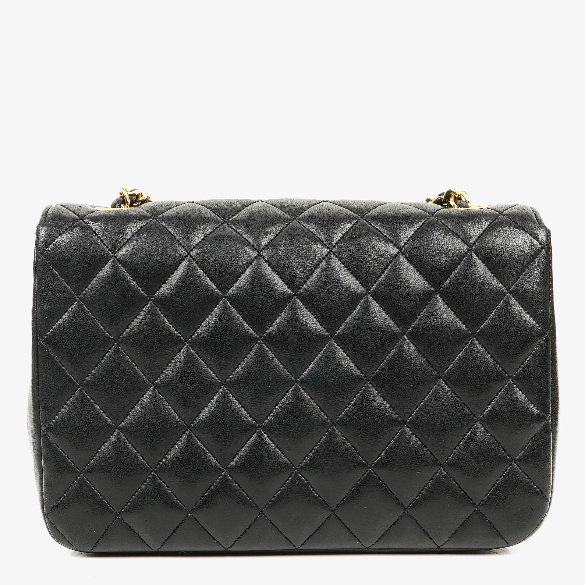 Chanel Classic Half-Moon Single Flap Bag Black Quilted Lambskin With 24K Gold-Plated Hardware