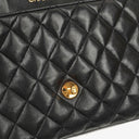 Chanel Classic Half-Moon Single Flap Bag Black Quilted Lambskin With 24K Gold-Plated Hardware