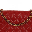 Chanel Classic Half-Moon Single Flap Bag Red Quilted Lambskin With 24K Gold-Plated Hardware