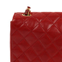 Chanel Classic Half-Moon Single Flap Bag Red Quilted Lambskin With 24K Gold-Plated Hardware