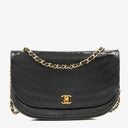 Chanel Classic Lambskin Half Moon Black Flap Bag With 24K Gold-Plated Hardware