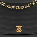 Chanel Classic Lambskin Half Moon Black Flap Bag With 24K Gold-Plated Hardware