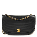 Chanel Classic Lambskin Half Moon Black Flap Bag With 24K Gold-Plated Hardware