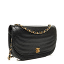 Chanel Classic Lambskin Half Moon Black Flap Bag With 24K Gold-Plated Hardware