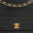 Chanel Classic Lambskin Half Moon Black Flap Bag With 24K Gold-Plated Hardware