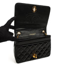 Chanel Classic Maxi Logo Full Flap Bag Black Quilted Patent Leather With 24K Gold-Plated Hardware